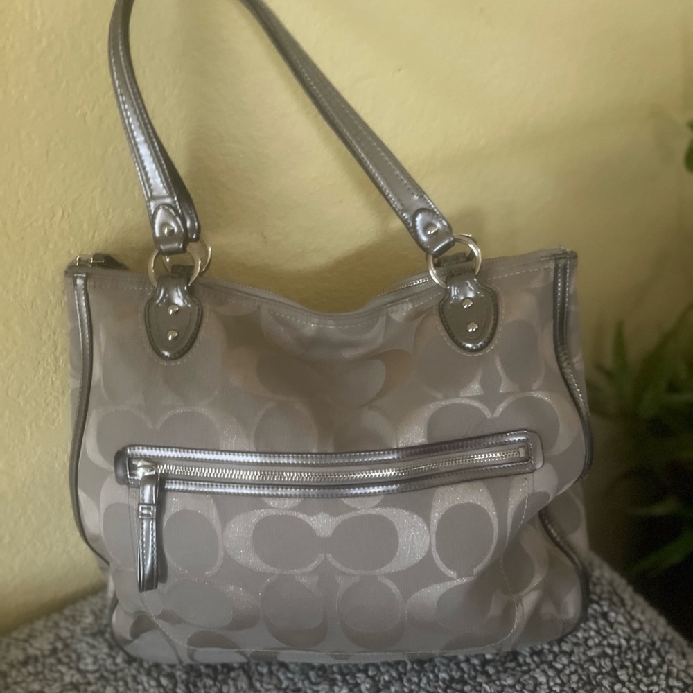 Coach Metallic Gray Shoulder Bag
